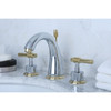 Kingston Brass KS2964ML Milano Widespread Bathroom Faucet, Polished Chrome/Polished Brass