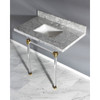 Kingston Brass KVPB36MASQ7 Templeton 36" x 22" Carrara Marble Vanity Top with Clear Acrylic Console Legs, Carrara Marble/Brushed Brass