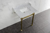 Kingston Brass LMS30MSQ7 Viceroy 30" Carrara Marble Console Sink with Stainless Steel Legs, Marble White/Brushed Brass