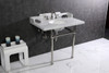 Kingston Brass LMS3630MB6 Pemberton 36" Carrara Marble Console Sink with Brass Legs, Marble White/Polished Nickel