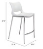 Ace Counter Chair (set Of 2) White & Silver