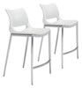 Ace Counter Chair (set Of 2) White & Silver