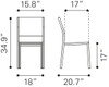 Metropolitan Armless Chair (set Of 2) Brushed Aluminum