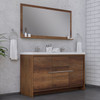 Sortino 60 Double Inch Modern Bathroom Vanity, Rosewood