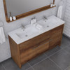 Sortino 60 Double Inch Modern Bathroom Vanity, Rosewood