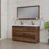 Paterno 60 Inch Double Modern Freestanding Bathroom Vanity, Rosewood