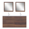 Paterno 72 Inch Modern Freestanding Bathroom Vanity, Rosewood