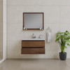Paterno 36 Inch Modern Wall Mounted Bathroom Vanity, Rosewood