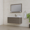 Paterno 48 Inch Modern Wall Mounted Bathroom Vanity, Gray