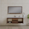 Paterno 60 Inch Single Modern Wall Mounted Bathroom Vanity, Rosewood