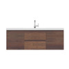 Paterno 60 Inch Single Modern Wall Mounted Bathroom Vanity, Rosewood