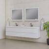 Paterno 84 Inch Modern Wall Mounted Bathroom Vanity, White