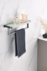Bagno Bianca Stainless Steel White Glass Shelf W/ Towel Bar - Gun Metal