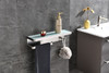 Bagno Bianca Stainless Steel White Glass Shelf W/ Towel Bar & Robe Hook - Brushed Nickel