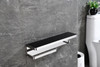 Bagno Bianca Stainless Steel Black Glass Shelf W/ Towel Bar & Robe Hook - Chrome