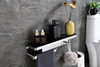 Bagno Bianca Stainless Steel Black Glass Shelf W/ Towel Bar & Robe Hook - Chrome