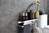 Bagno Bianca Stainless Steel Black Glass Shelf W/ Towel Bar & Robe Hook - Chrome