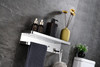 Bagno Bianca Stainless Steel Black Glass Shelf W/ Towel Bar & Robe Hook - Chrome