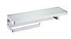 Bagno Bianca Stainless Steel White Glass Shelf W/ Towel Bar & Robe Hook - Chrome