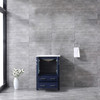 Volez 24" Navy Blue Single Vanity, Integrated Top, White Integrated Square Sink And No Mirror