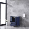 Volez 24" Navy Blue Single Vanity, Integrated Top, White Integrated Square Sink And No Mirror