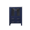 Volez 24" Navy Blue Single Vanity, Integrated Top, White Integrated Square Sink And No Mirror