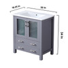 Volez 30" Dark Grey Single Vanity, Integrated Top, White Integrated Square Sink And No Mirror