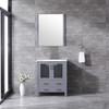 Volez 30" Dark Grey Single Vanity, Integrated Top, White Integrated Square Sink And 28" Mirror