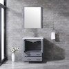 Volez 30" Dark Grey Single Vanity, Integrated Top, White Integrated Square Sink And 28" Mirror