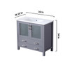 Volez 36" Dark Grey Single Vanity, Integrated Top, White Integrated Square Sink And No Mirror