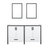 Ziva 60" White Double Vanity, Cultured Marble Top, White Square Sink And 22" Mirrors