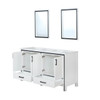 Ziva 60" White Double Vanity, Cultured Marble Top, White Square Sink And 22" Mirrors