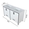 Ziva 60" White Double Vanity, Cultured Marble Top, White Square Sink And 22" Mirrors