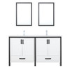 Ziva 60" White Double Vanity, Cultured Marble Top, White Square Sink And 22" Mirrors W/ Faucet