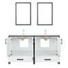 Ziva 60" White Double Vanity, Cultured Marble Top, White Square Sink And 22" Mirrors W/ Faucet