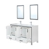 Ziva 60" White Double Vanity, Cultured Marble Top, White Square Sink And 22" Mirrors W/ Faucet