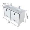 Ziva 60" White Double Vanity, Cultured Marble Top, White Square Sink And 22" Mirrors W/ Faucet