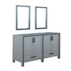Ziva 60" Dark Grey Double Vanity, No Top And 22" Mirrors