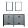 Ziva 60" Dark Grey Double Vanity, Cultured Marble Top, White Square Sink And 22" Mirrors W/ Faucet
