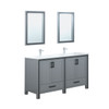 Ziva 60" Dark Grey Double Vanity, Cultured Marble Top, White Square Sink And 22" Mirrors W/ Faucet