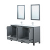 Ziva 60" Dark Grey Double Vanity, Cultured Marble Top, White Square Sink And 22" Mirrors W/ Faucet