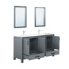 Ziva 60" Dark Grey Double Vanity, Cultured Marble Top, White Square Sink And 22" Mirrors W/ Faucet
