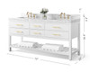 Elizabeth 72 In. Bath Vanity Set In White - VTS-ELIZABETH-72-W-CW-GD