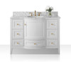 Lauren 48 In. Bath Vanity Set In White - VTS-LAUREN-48-W-CW-GD