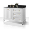 Hannah 48 In. Off Centered Left Bath Vanity Set In White - VTSM-HANNAH-48-L-W-B-GD