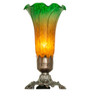 Meyda 7.5" High Amber/green Tiffany Pond Lily Victorian Accent Lamp