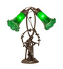 Meyda 17" High Green Tiffany Pond Lily 2 Light Trellis Girl Accent Lamp