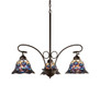 Meyda 32" Wide Tiffany Peacock Feather 3 Light Chandelier