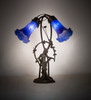 Meyda 17" High Blue Tiffany Pond Lily 2 Light Trellis Girl Accent Lamp
