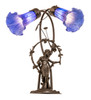 Meyda 17" High Blue Tiffany Pond Lily 2 Light Trellis Girl Accent Lamp